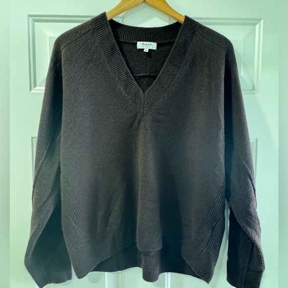 MADEWELL Women’s Cashmere V-Neck Sweater Size Small brown / molasses color - Picture 5 of 15